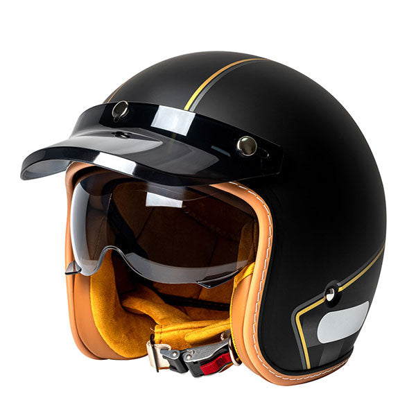 Retro-style open-face 3/4 motorcycle helmet-I140