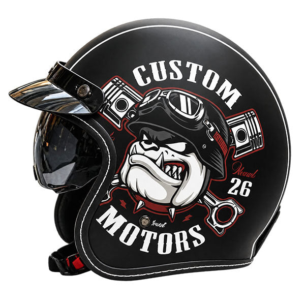 Retro style 3/4-coverage motorcycle helmet with a graffiti design-I315