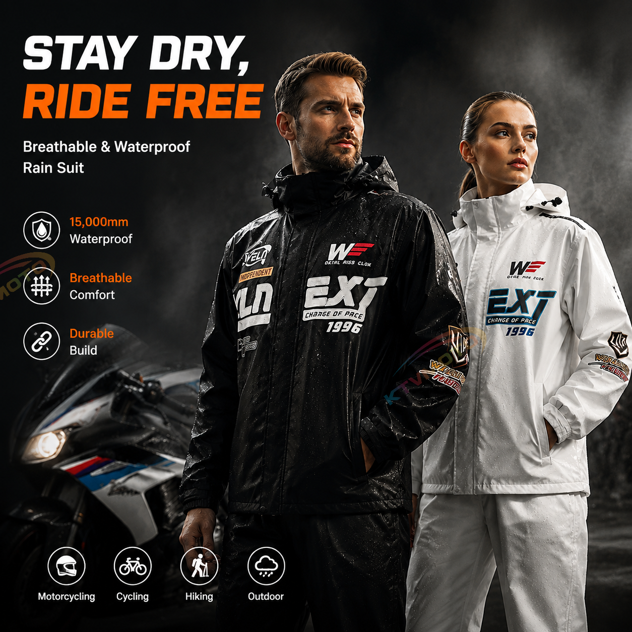 Two-piece cycling raincoat set-C17
