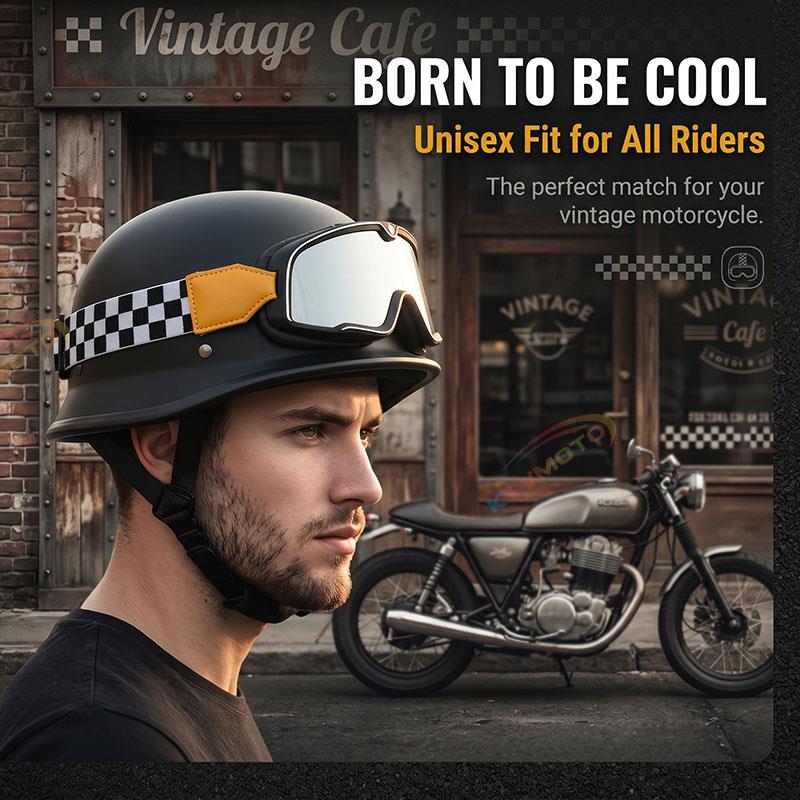 Motorcycle half helmet with goggles-I12