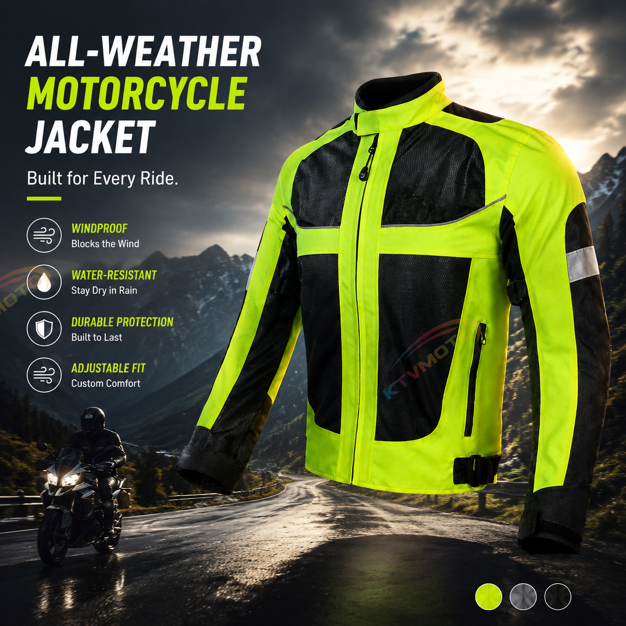 Breathable motorcycle riding gear with reflective elements-J100