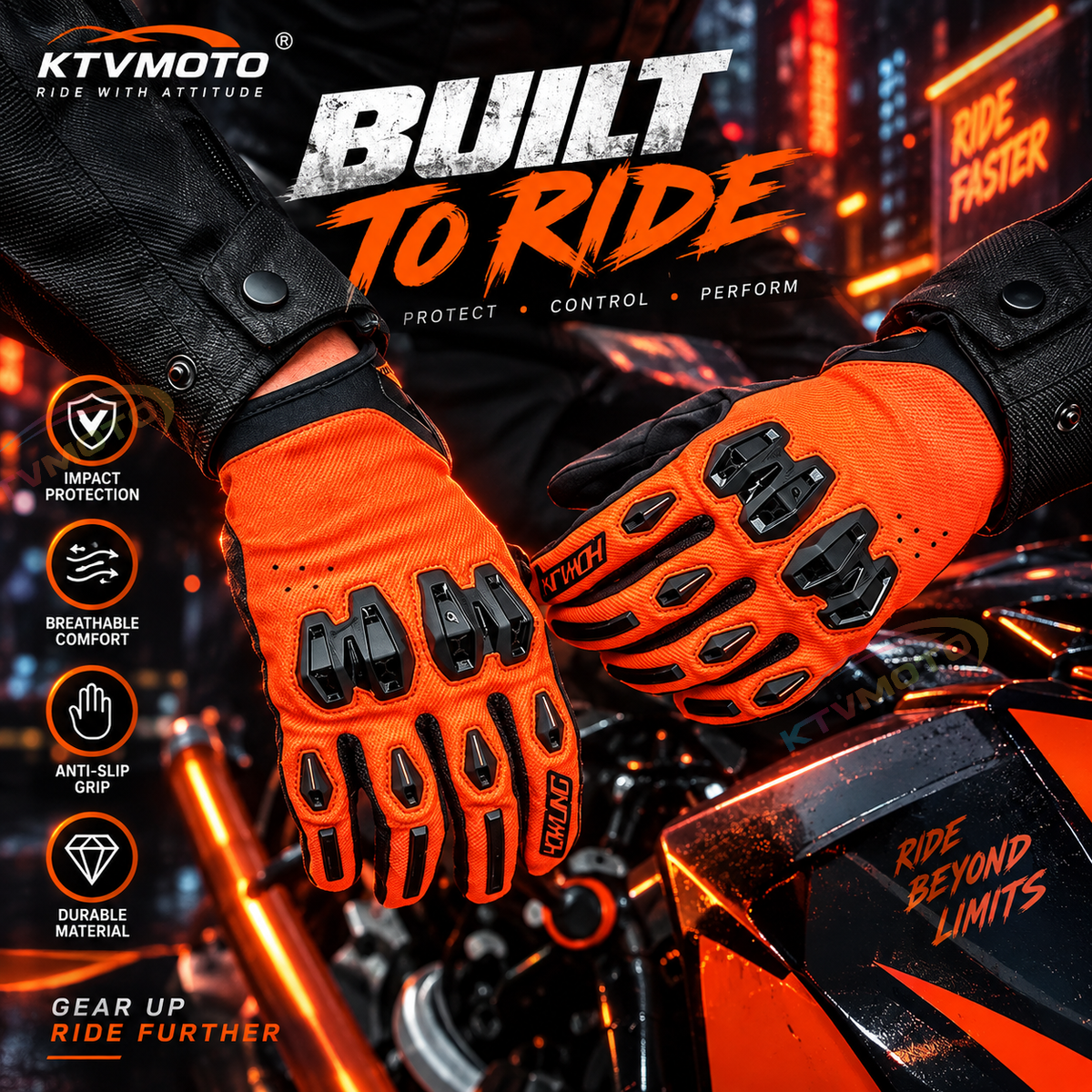 KTVMOTO CE certified full finger breathable cycling gloves-G22