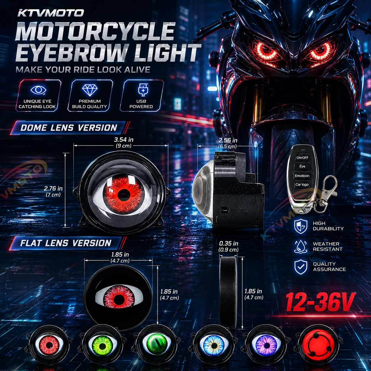 KTVMOTO Motorcycle dynamic big eyes devil eye light-D24