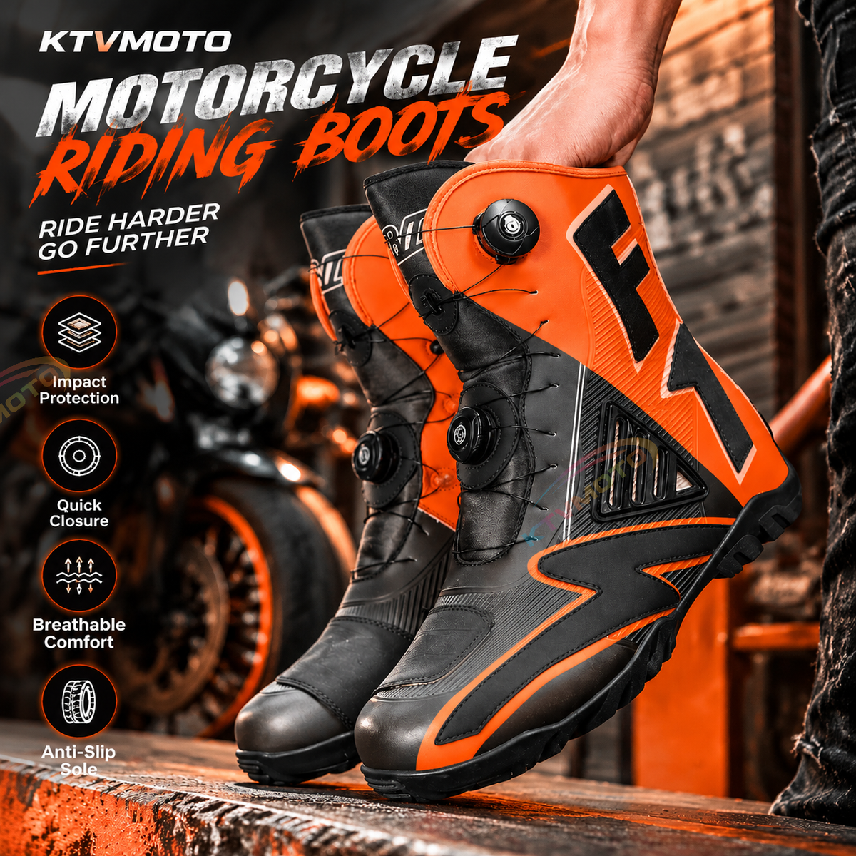 Motorcycle-specific riding boots – vintage-style cruiser and adventure/rally boots-K173