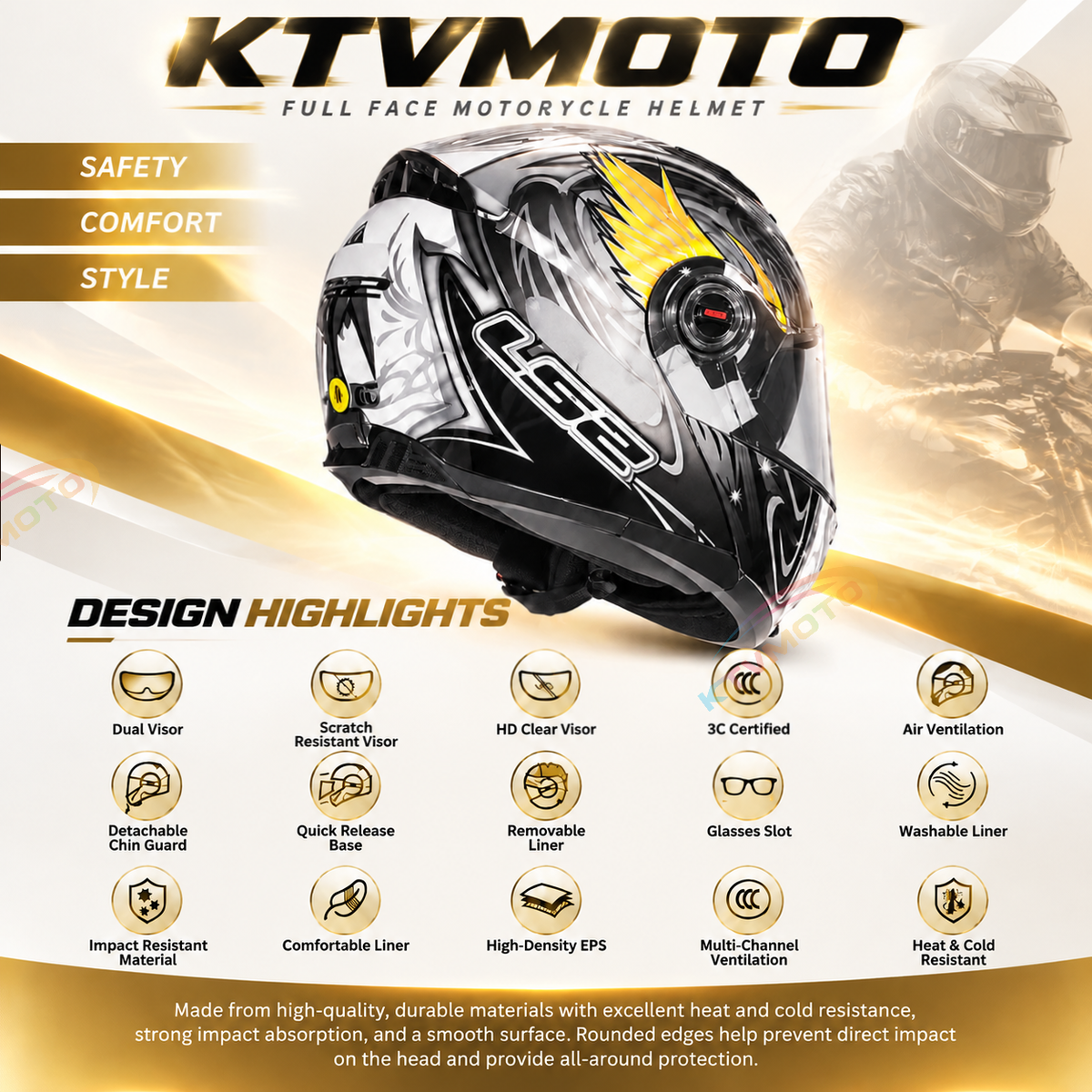 Modular Motorcycle Helmet with Dual Visors for Touring-I311