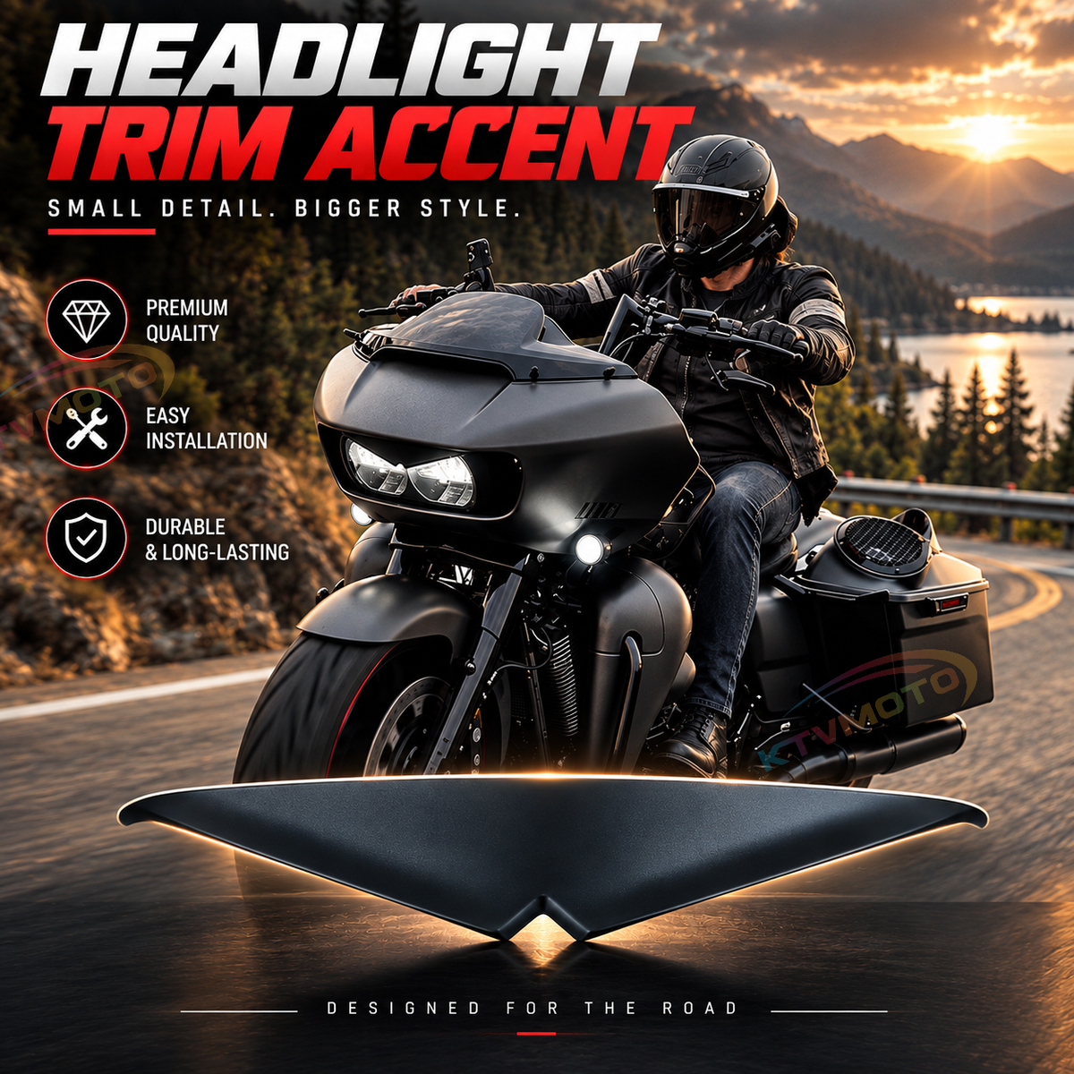 KTVMOTO Harley Road Glide Dual "Angry Bird" Style Headlight Trim - ML05