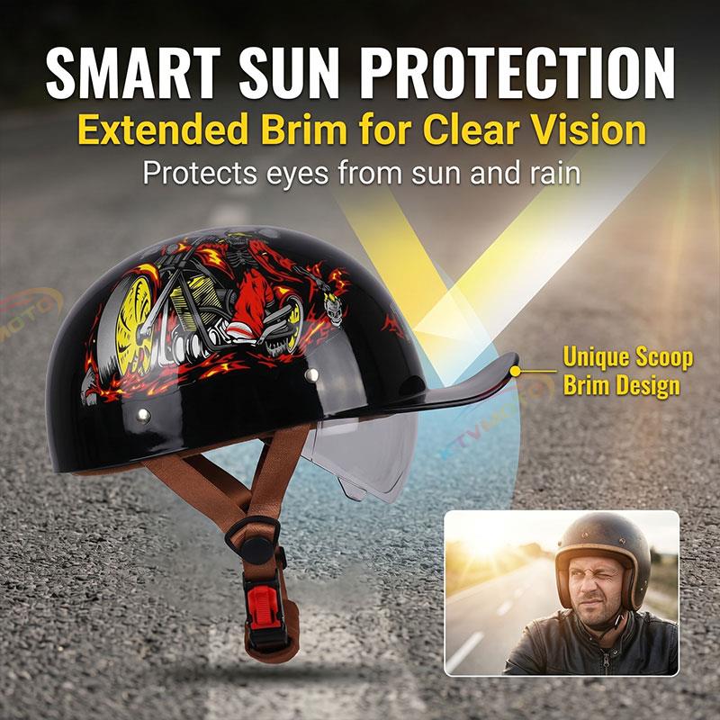 Retro cruiser motorcycle half helmet- I07