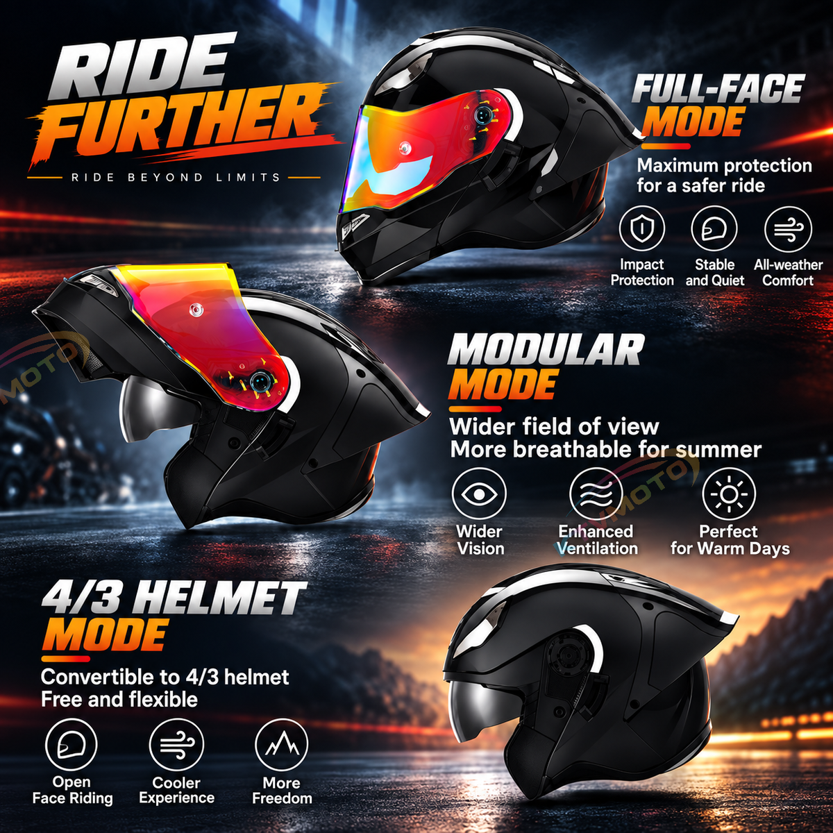 DOT-certified 3-mode modular helmet for all-season riding-I281