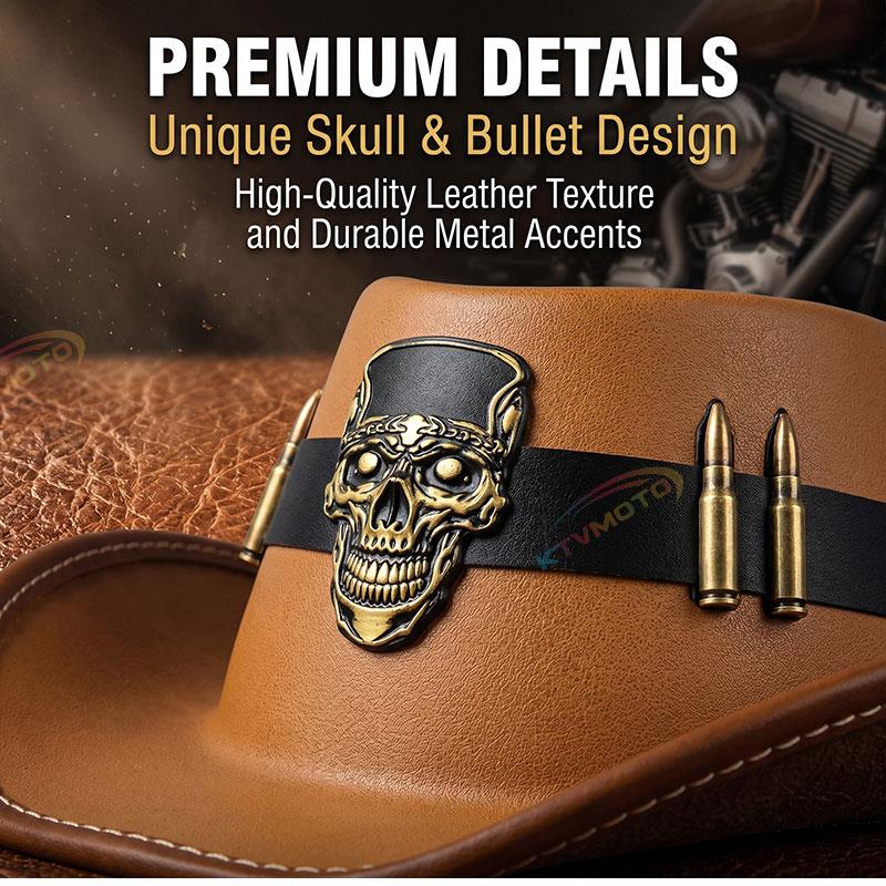 Cowboy-style leather motorcycle half helmet- I08