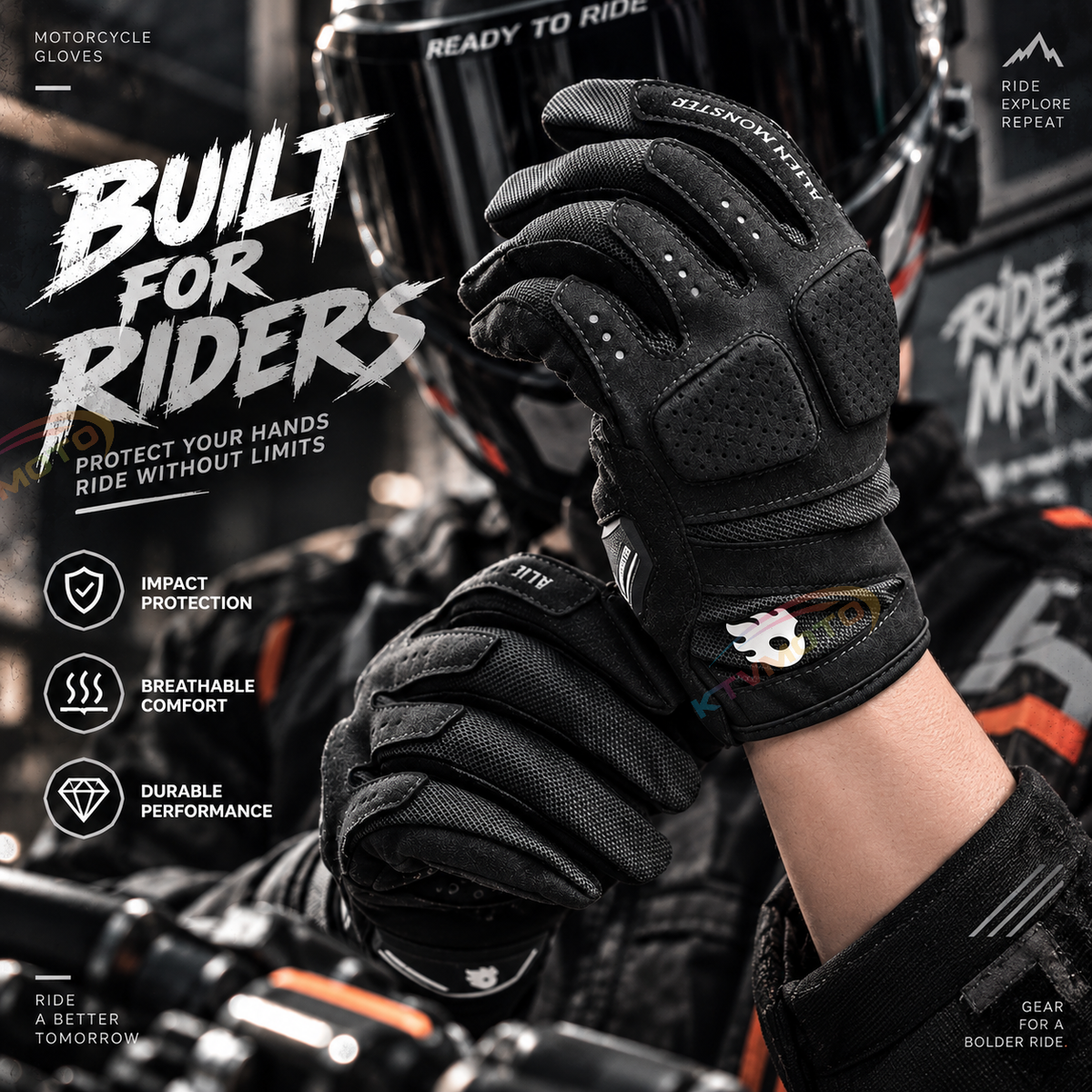 KTVMOTO Motorcycle breathable mesh lightweight touchscreen gloves-G47