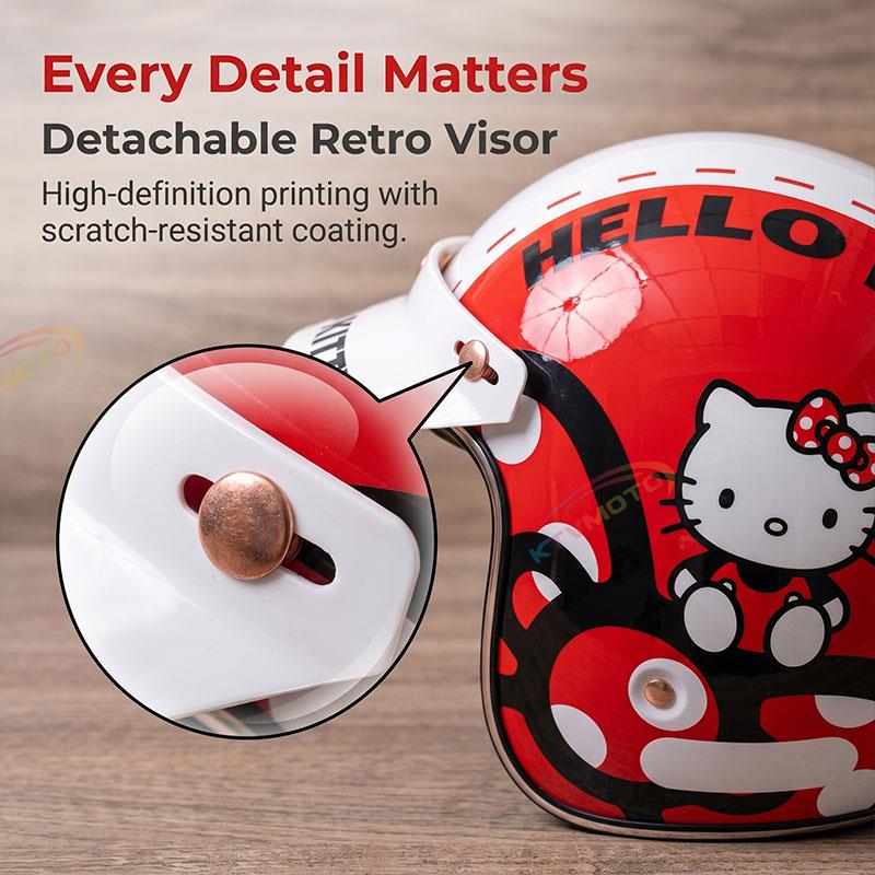 Cute Cartoon Scooter Helmet Retro 3/4 Shell for Women-I40