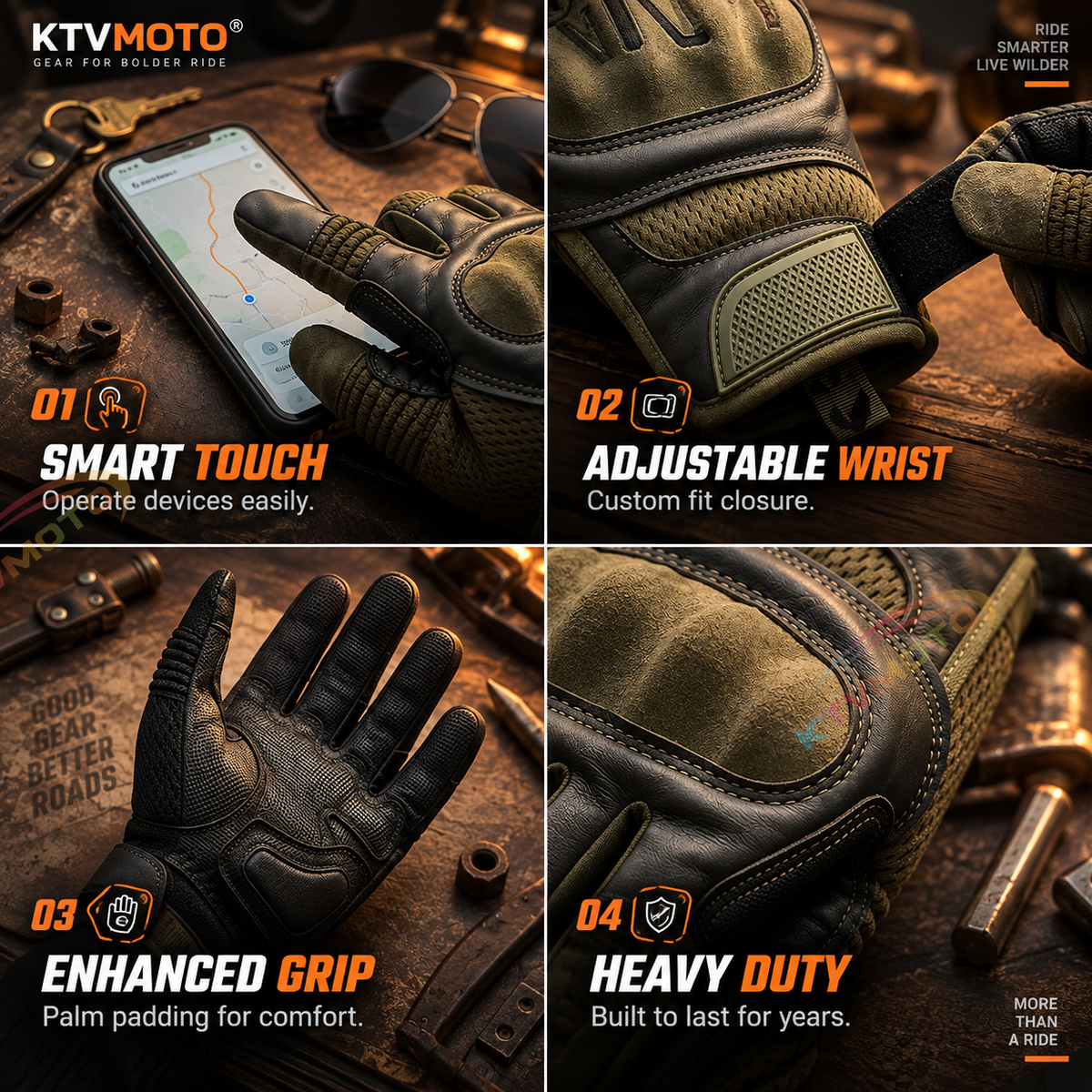 KTVMOTO Tactical motorcycle hard knuckle gloves-G55