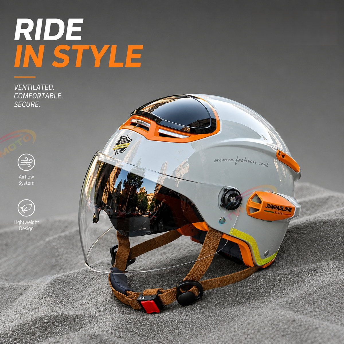 KTVMOTO Open Face Motorcycle Helmet with Dual Visor for Adults-I263