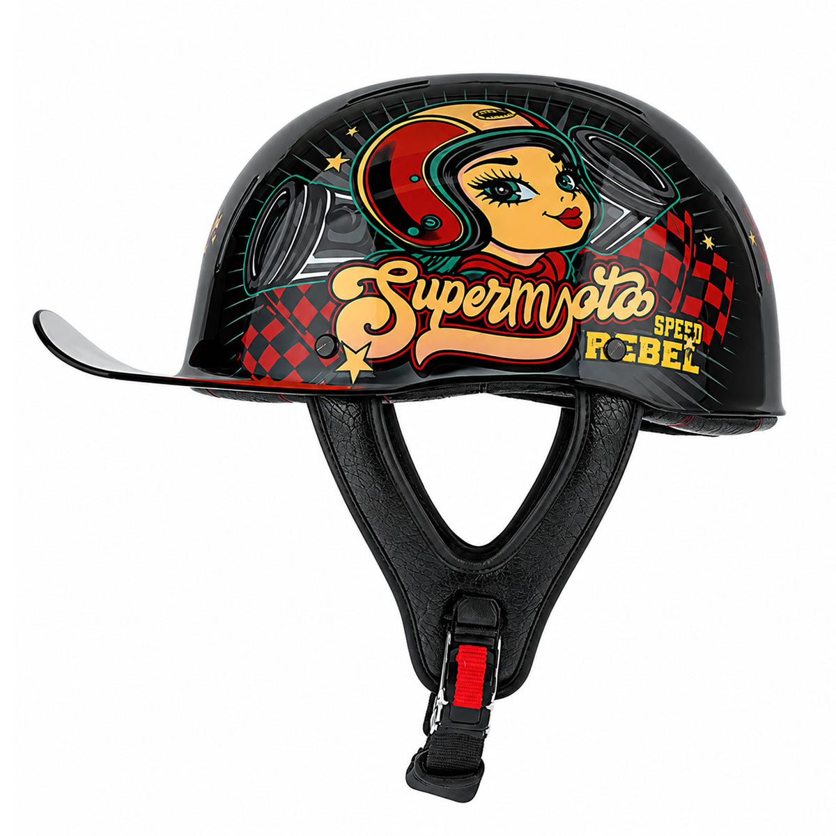 Retro Carbon Fiber Breathable Half-Helmet for Cruiser Motorcycles-I292
