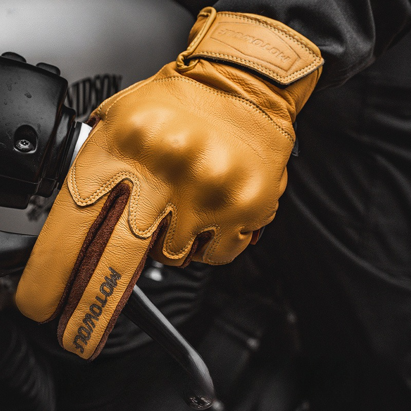 Men's Genuine Leather Retro Motorcycle Gloves - G33