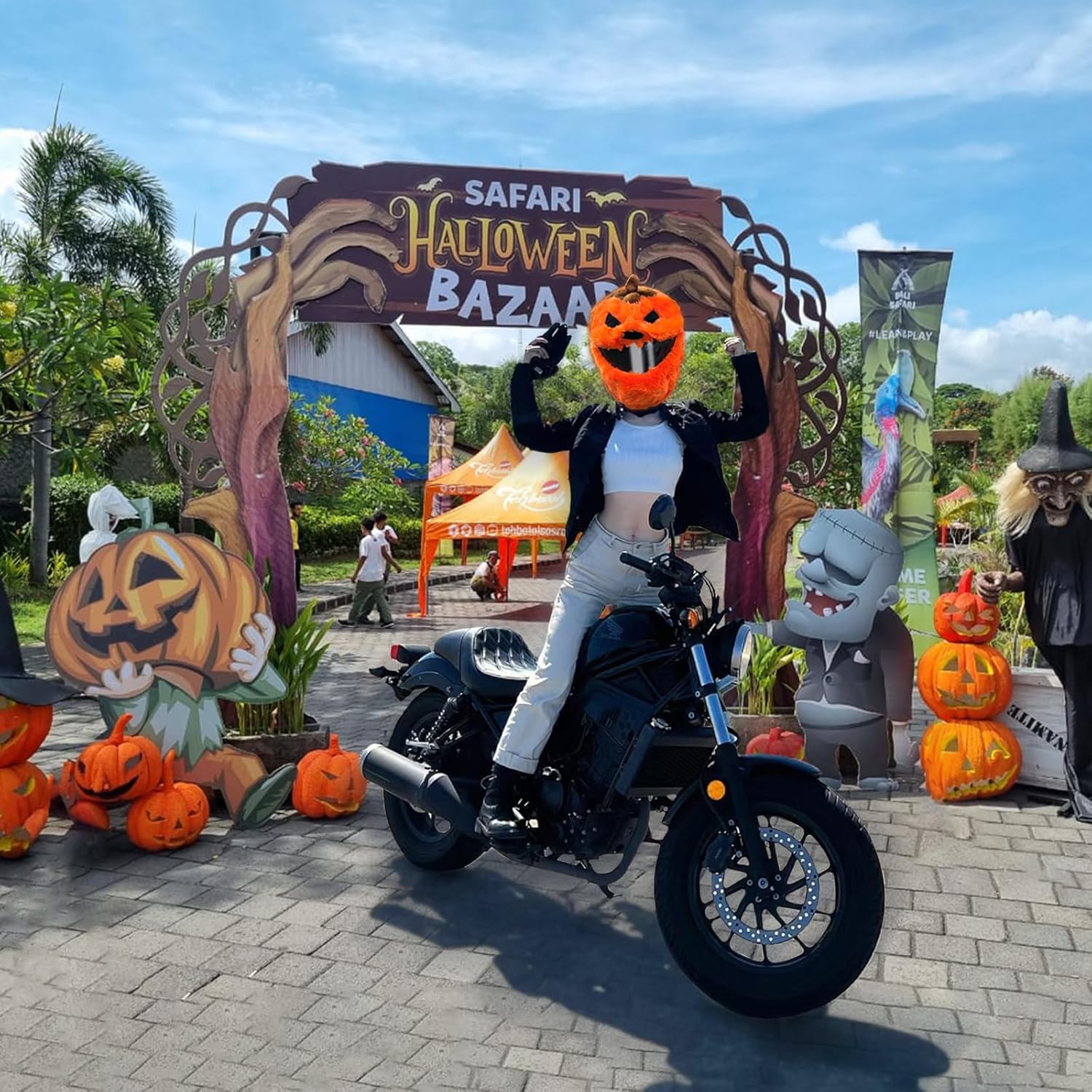 Funny motorcycle helmet covers-Pumpkin Head
