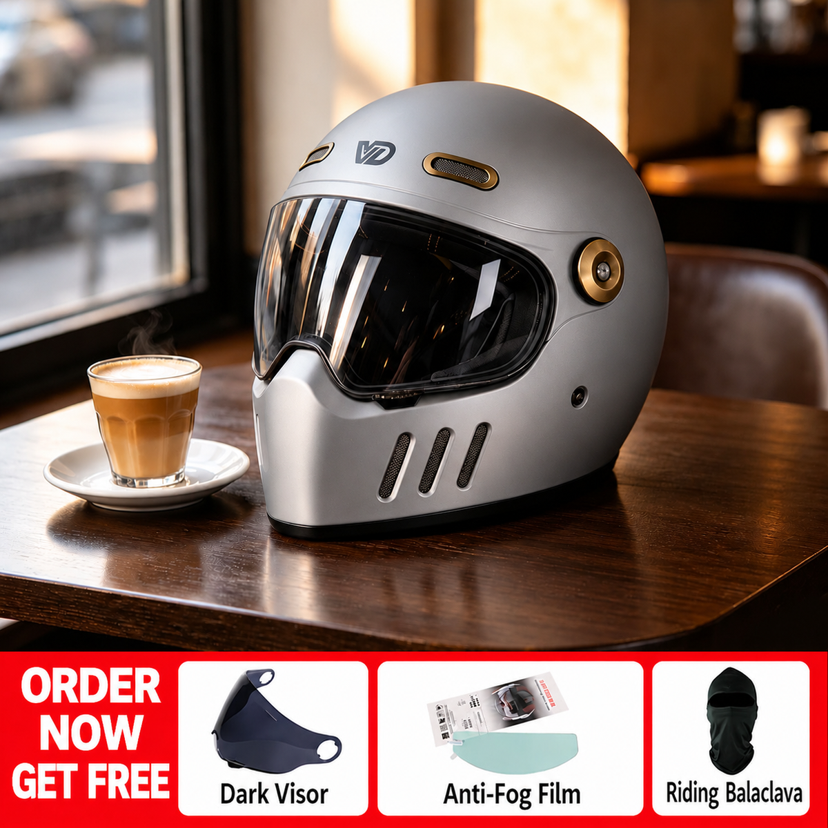 Retro anti-fog full-face helmet-for cruiser riding-I304