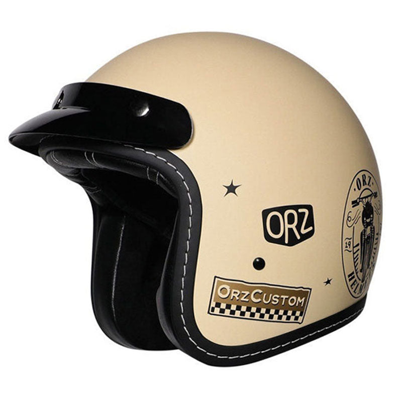 KTVMOTO Retro Open Face Motorcycle Helmet – Vintage Graphic Style-I21