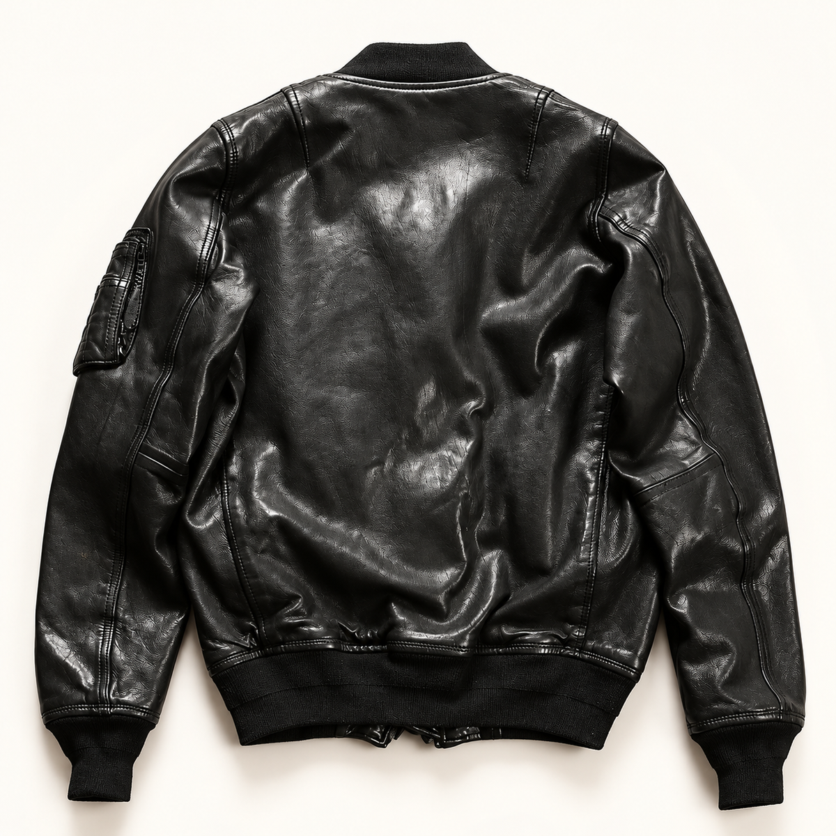 Unisex Vintage Washed Sheepskin Leather MA-1 Bomber Jacket-A58