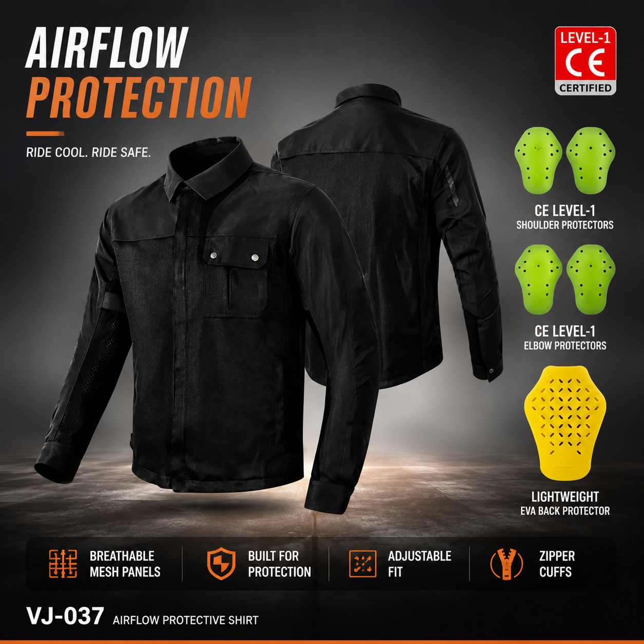 CE certified retro motorcycle riding protective clothing-J86