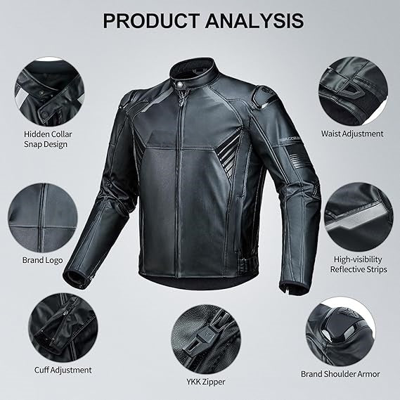 Men's Leather Motorcycle Jacket, 3-in-1 - J31