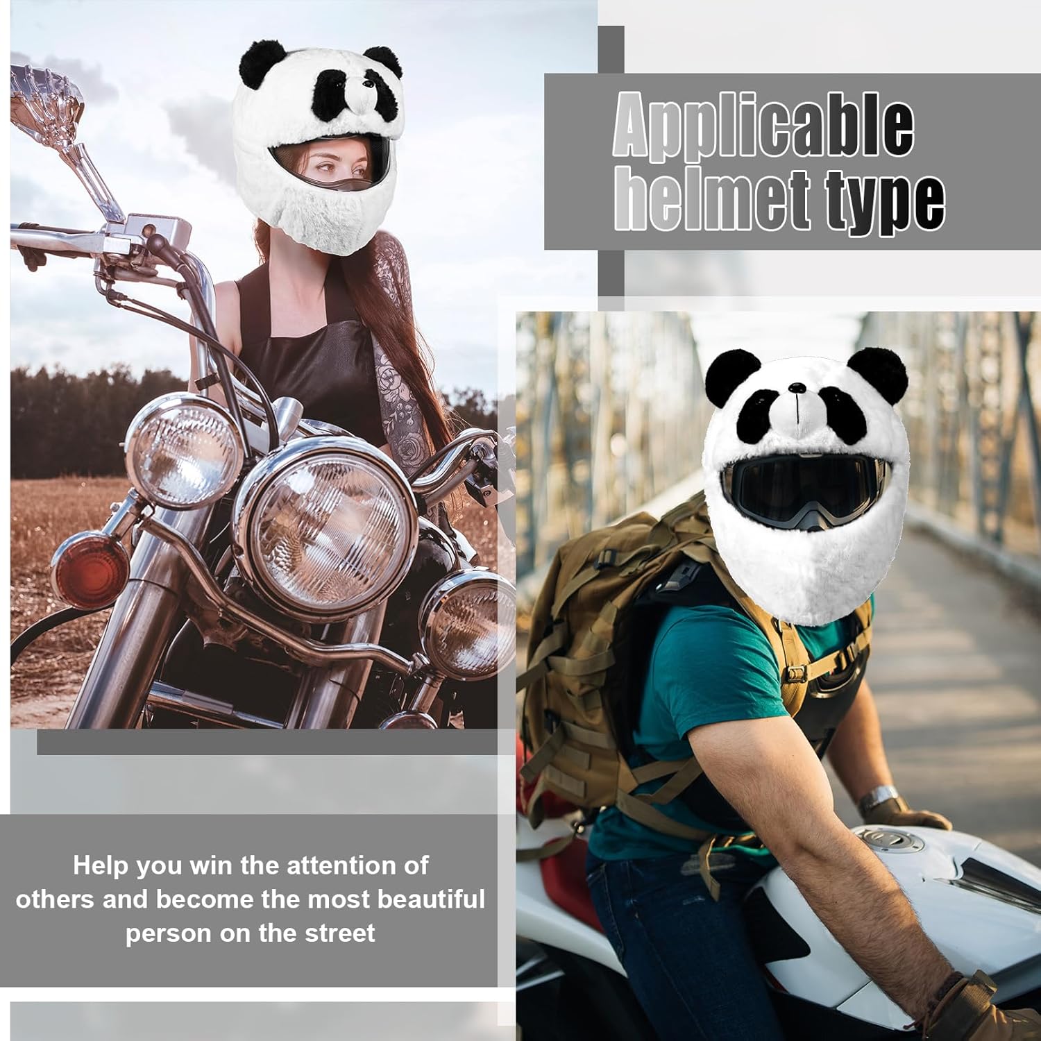 Funny motorcycle helmet covers-panda