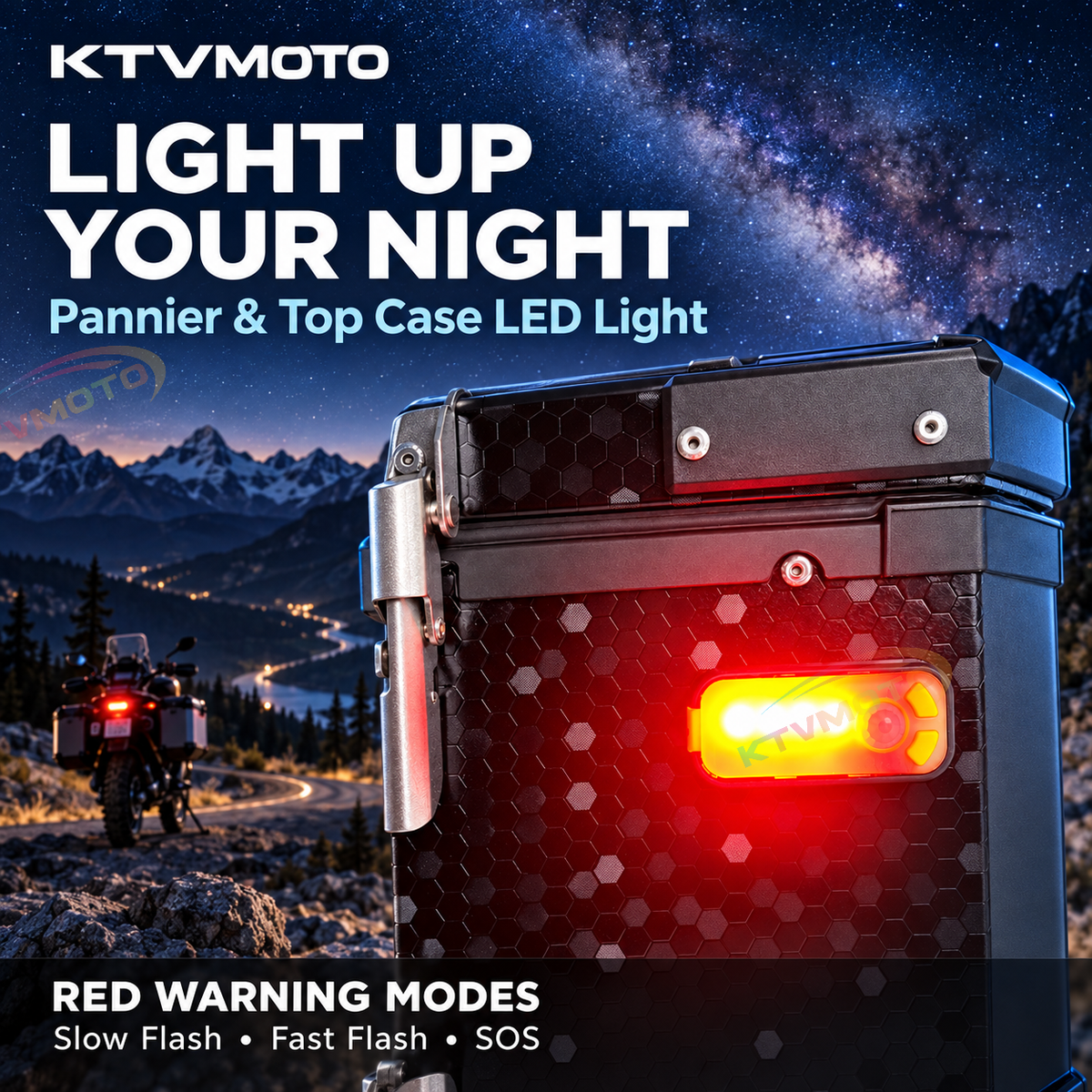 KTVMOTO Harley LED Pannier Motion Sensor Light USB-C Rechargeable-ML14