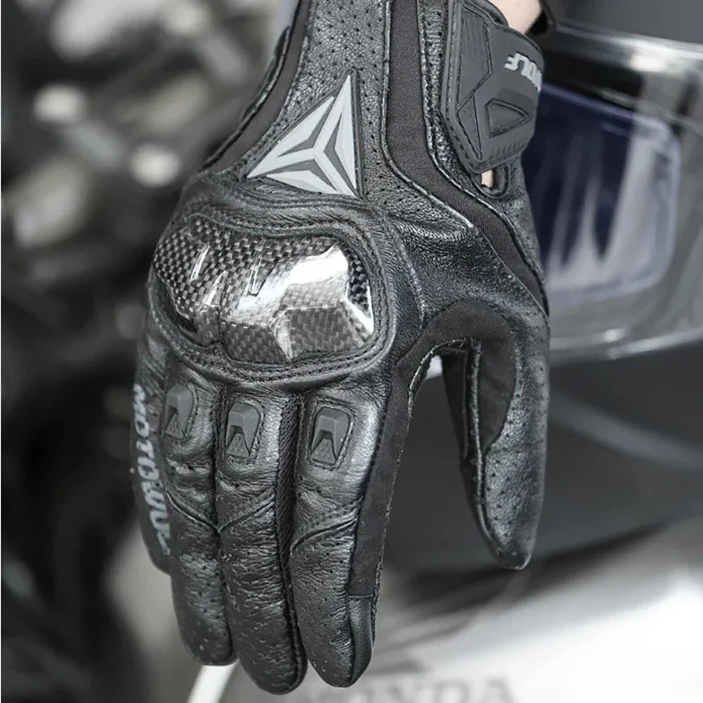 Off-road motorcycle touch screen breathable carbon fiber protective full finger gloves-G06