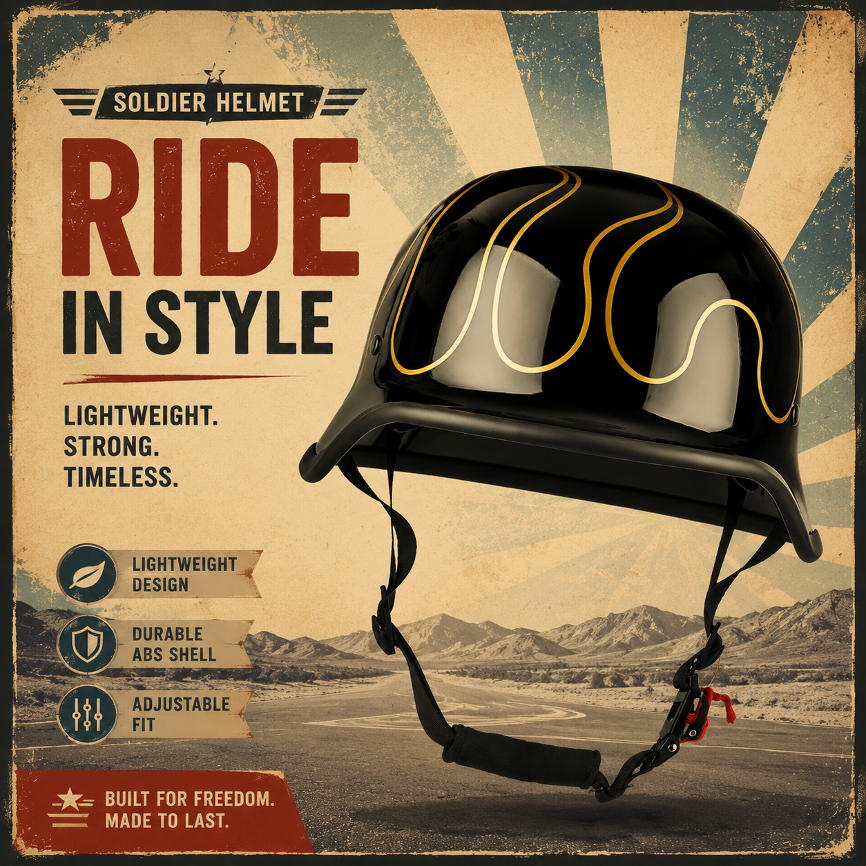 Retro Harley Cruiser Motorcycle Half Helmet-I142