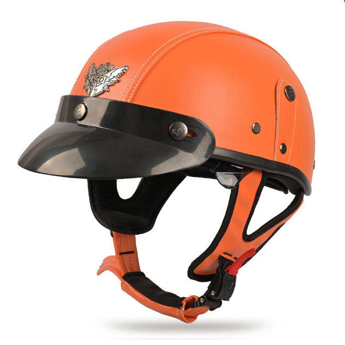 Retro cruiser motorcycle helmet with concealed inner visor-I31