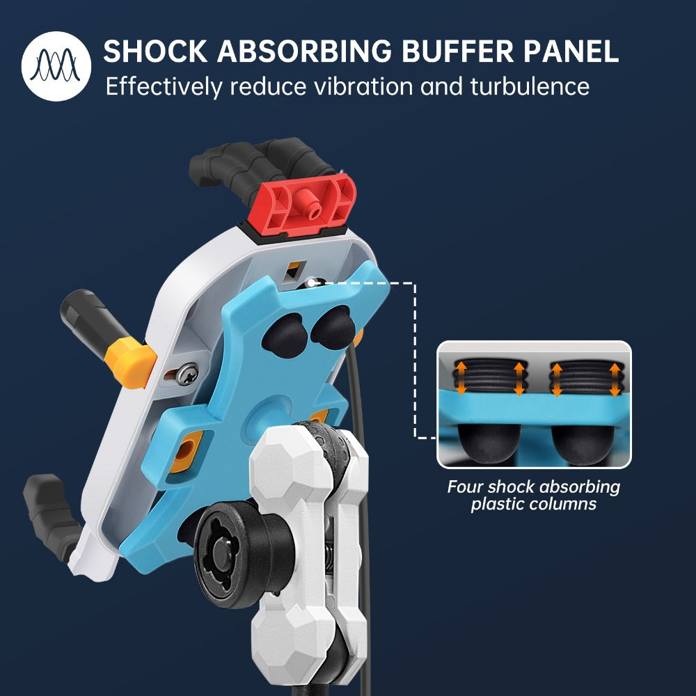 15W Wireless Charging Anti-theft Shockproof Motorcycle Phone Holder - M42