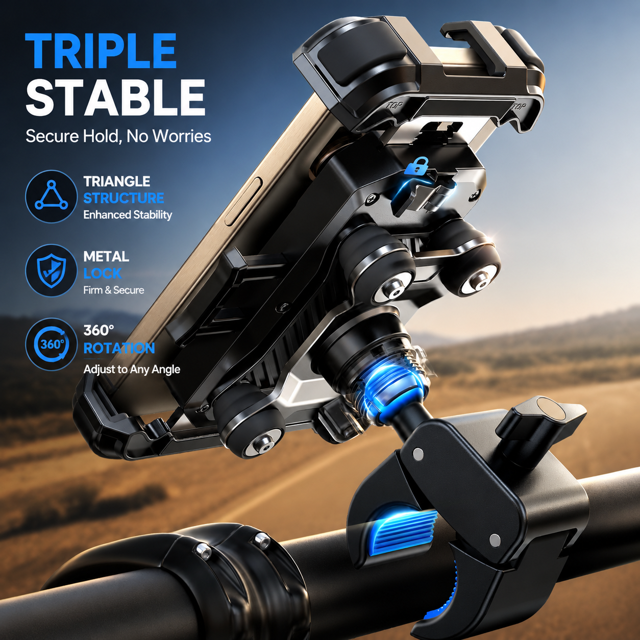 Anti-Vibration Motorcycle Phone Mount with Safety Lock-M47
