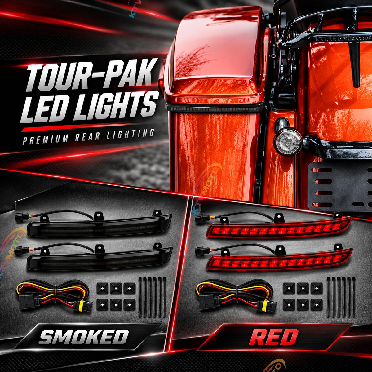 KTVMOTO Harley Touring LED Saddlebag Brake Turn Lights-ML04