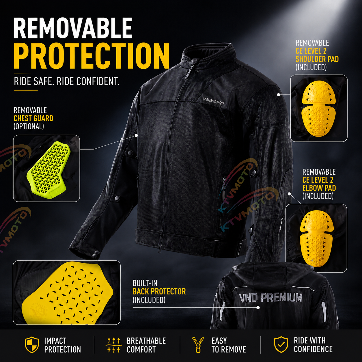 Breathable motorcycle riding gear with CE Level 2 armor-J96