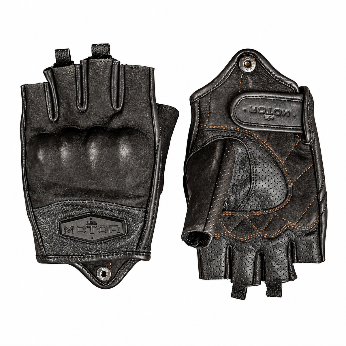KTVMOTO Retro genuine leather half-finger motorcycle gloves-G39