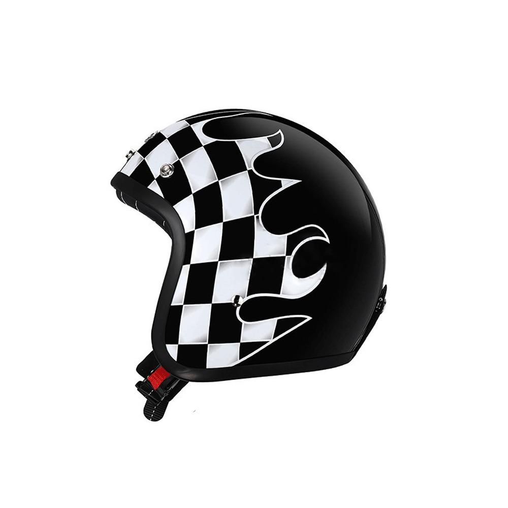 Retro Flame Pattern Convertible Motorcycle Helmet-I64