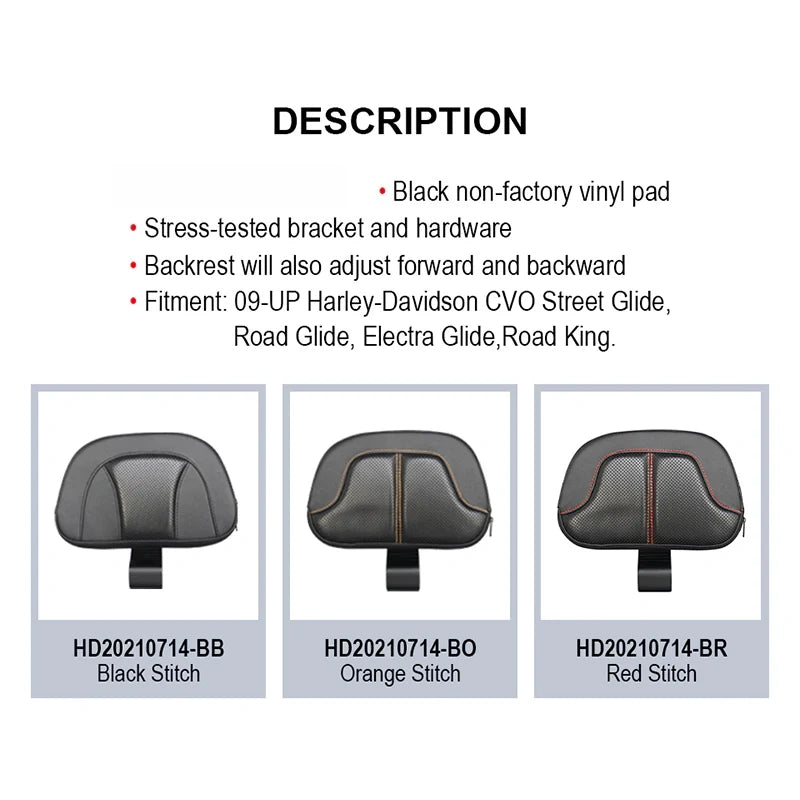 Adjustable Leather Plastic PU Seats for Driver Rider New Condition Backrest Fit for Touring Road King Ultra Glide Limited CVO