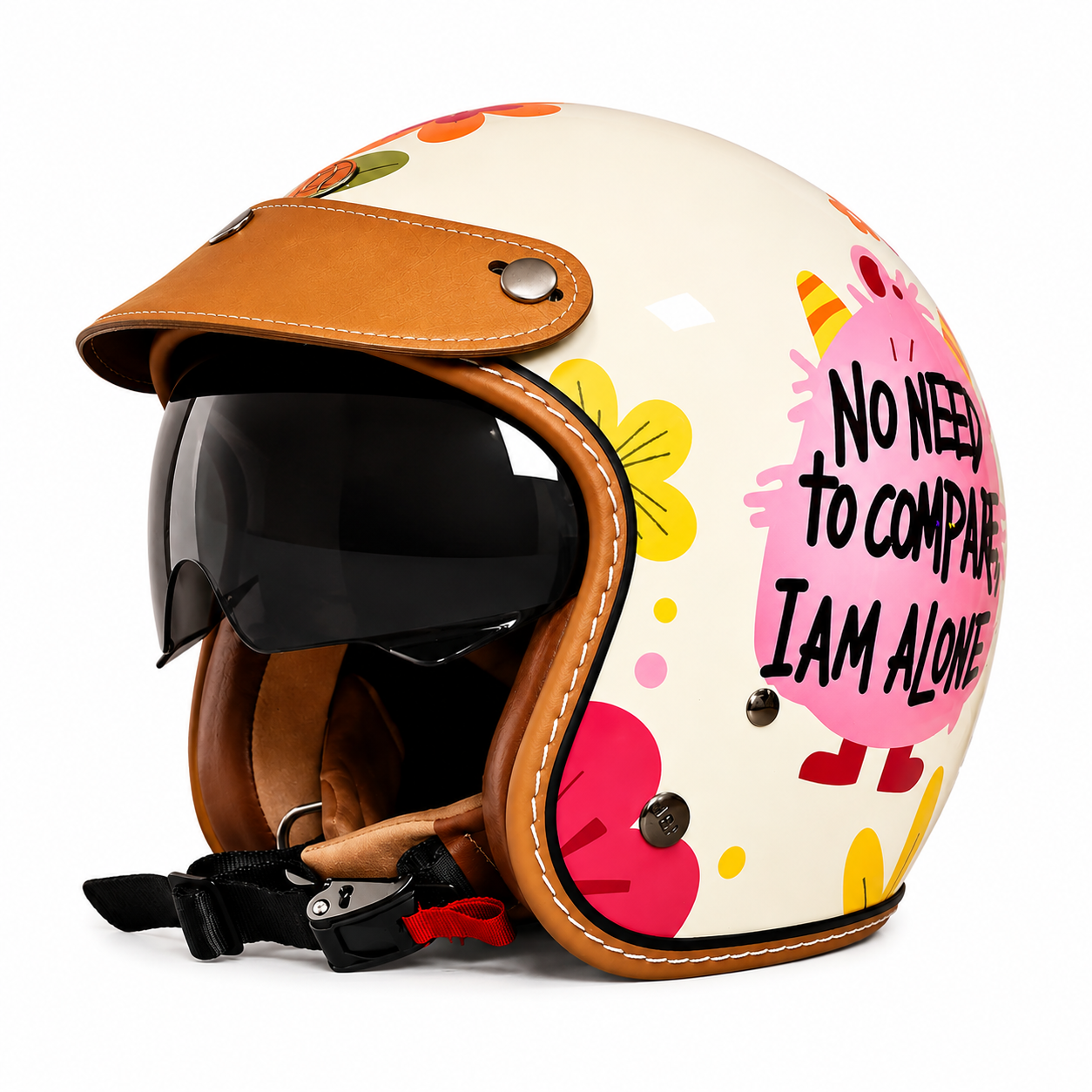 KTVMOTO Retro 3/4 Open Face Motorcycle Helmet with Sun Visor-I54