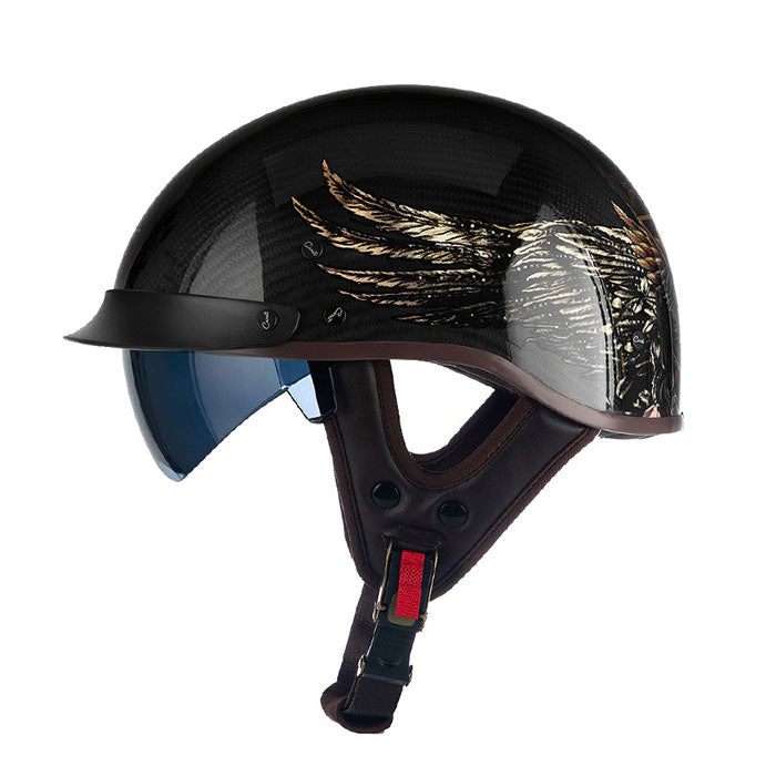 Lightweight Retro Carbon Fiber Motorcycle Half-Helmet-I138