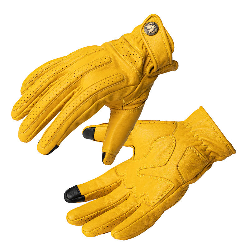 Retro Cruiser Motorcycle Gloves Genuine Leather Sheepskin Harley Crashproof