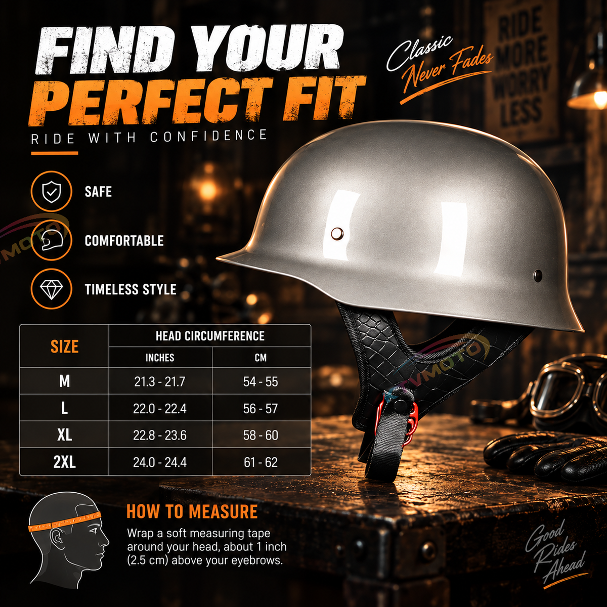 Retro Lightweight Cruiser Half-Helmet for Motorcycles-I209