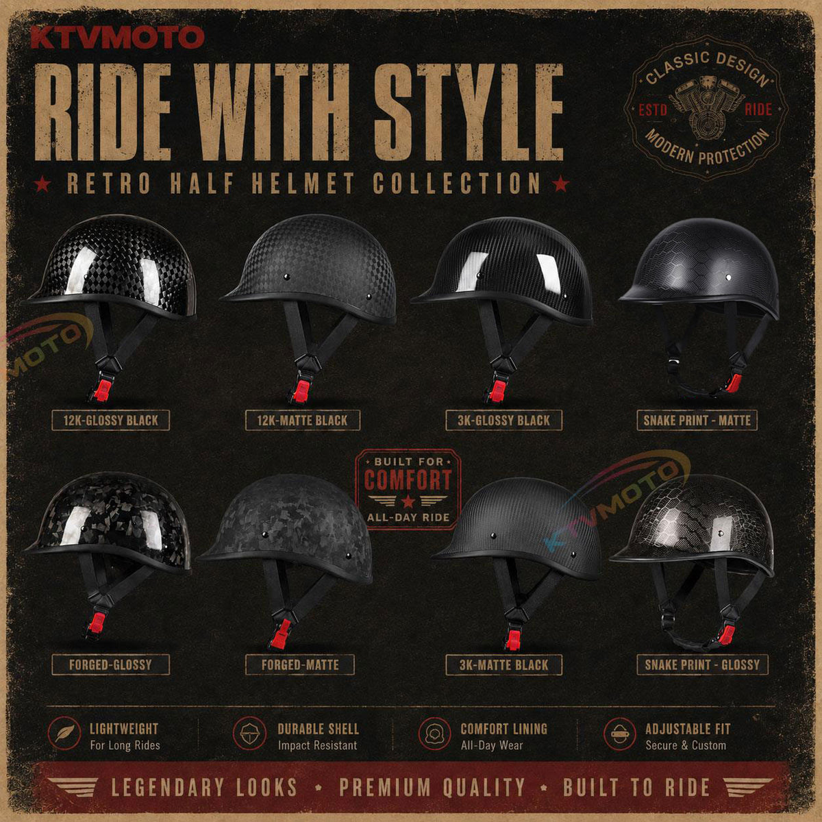 Carbon Fiber Vintage Motorcycle Half Helmet-I135