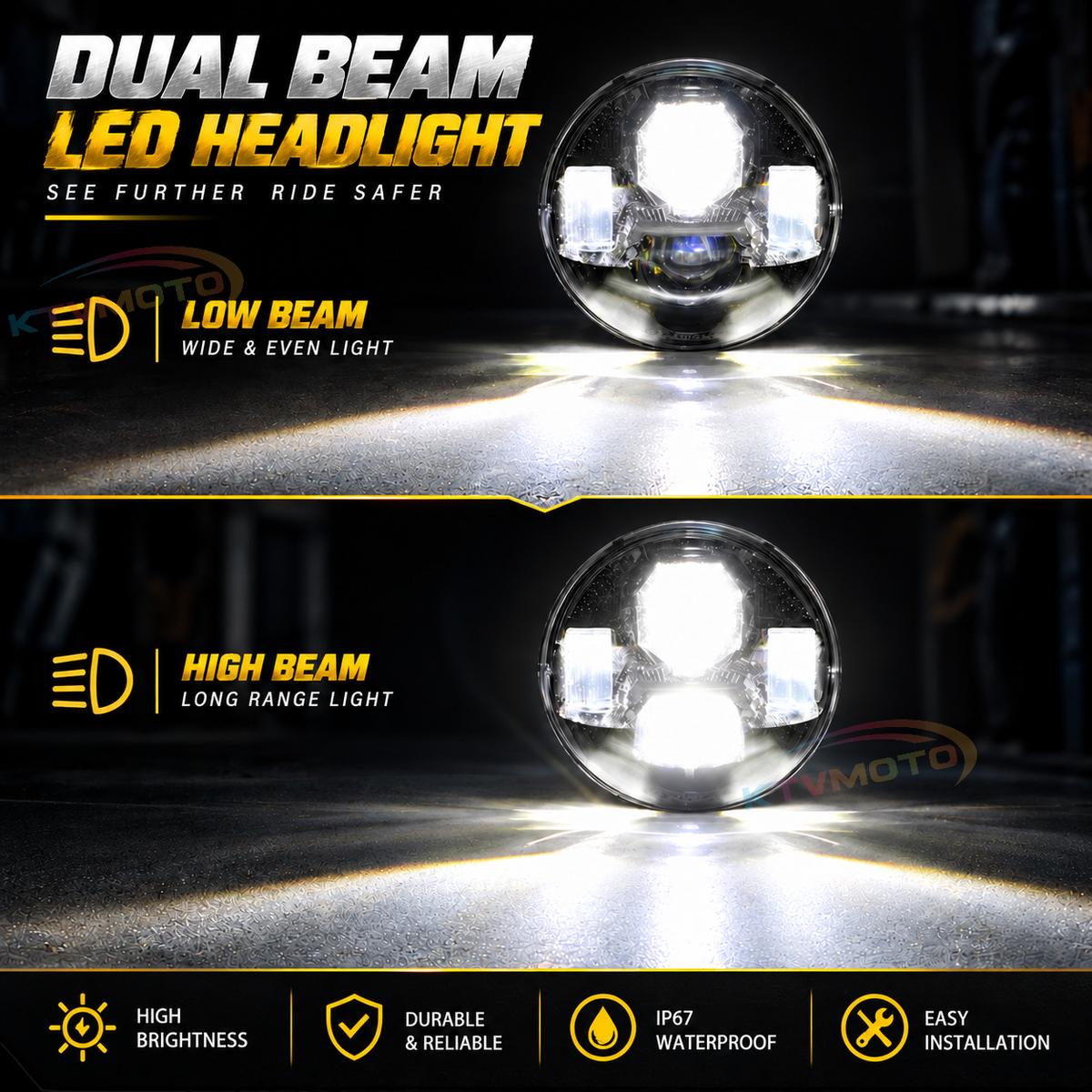 KTVMOTO Harley 7-inch Headlight / Softail 5.75-inch LED-ML08