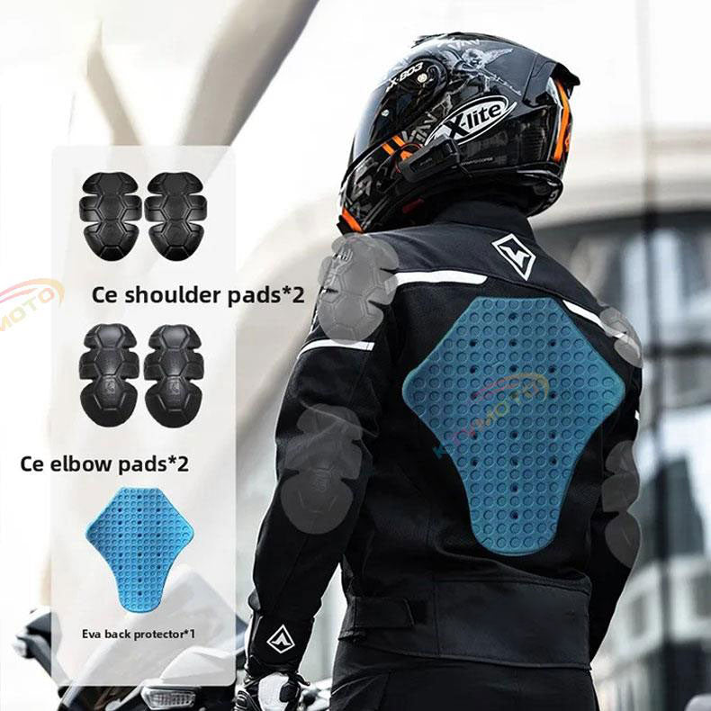 Double-layer breathable motorcycle riding gear with crash protection-J74