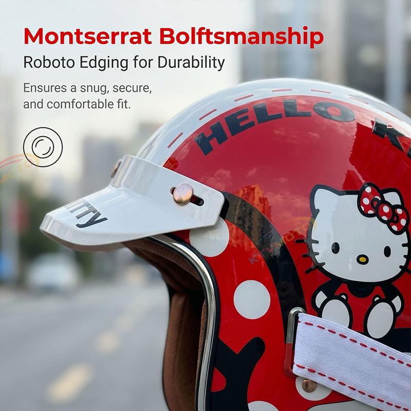 Cute Cartoon Scooter Helmet Retro 3/4 Shell for Women-I40
