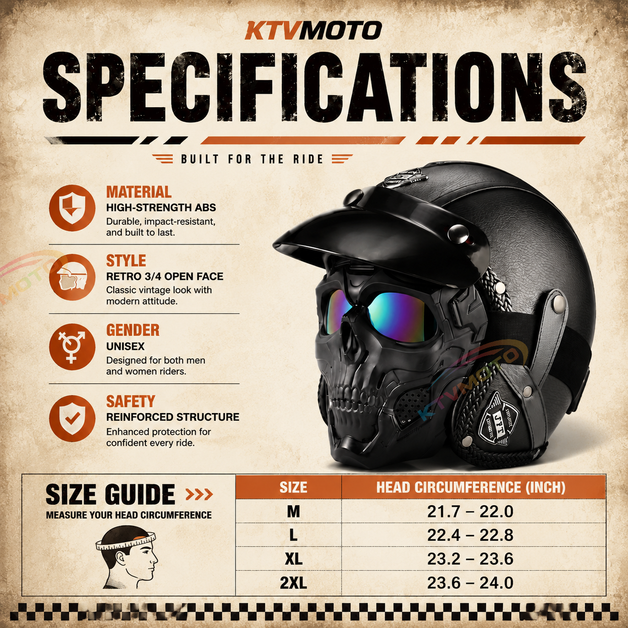 Retro jet motorcycle 3/4 riding helmet-I146