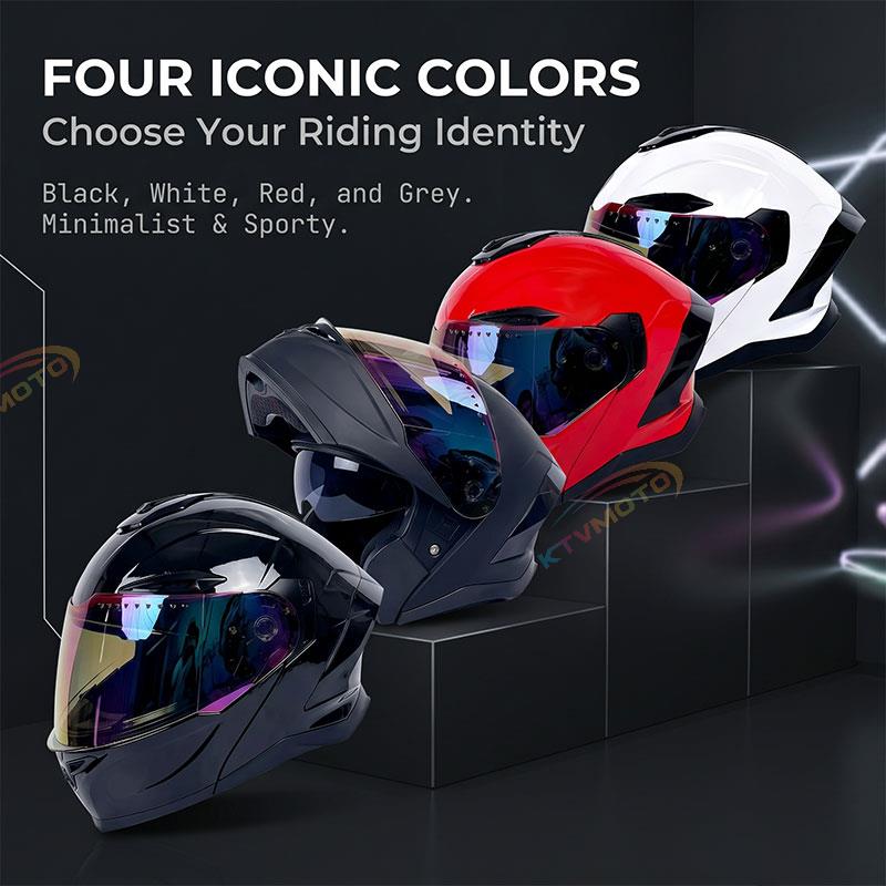 Modular motorcycle helmet with dual flip-up visor (DOT) approved-I66