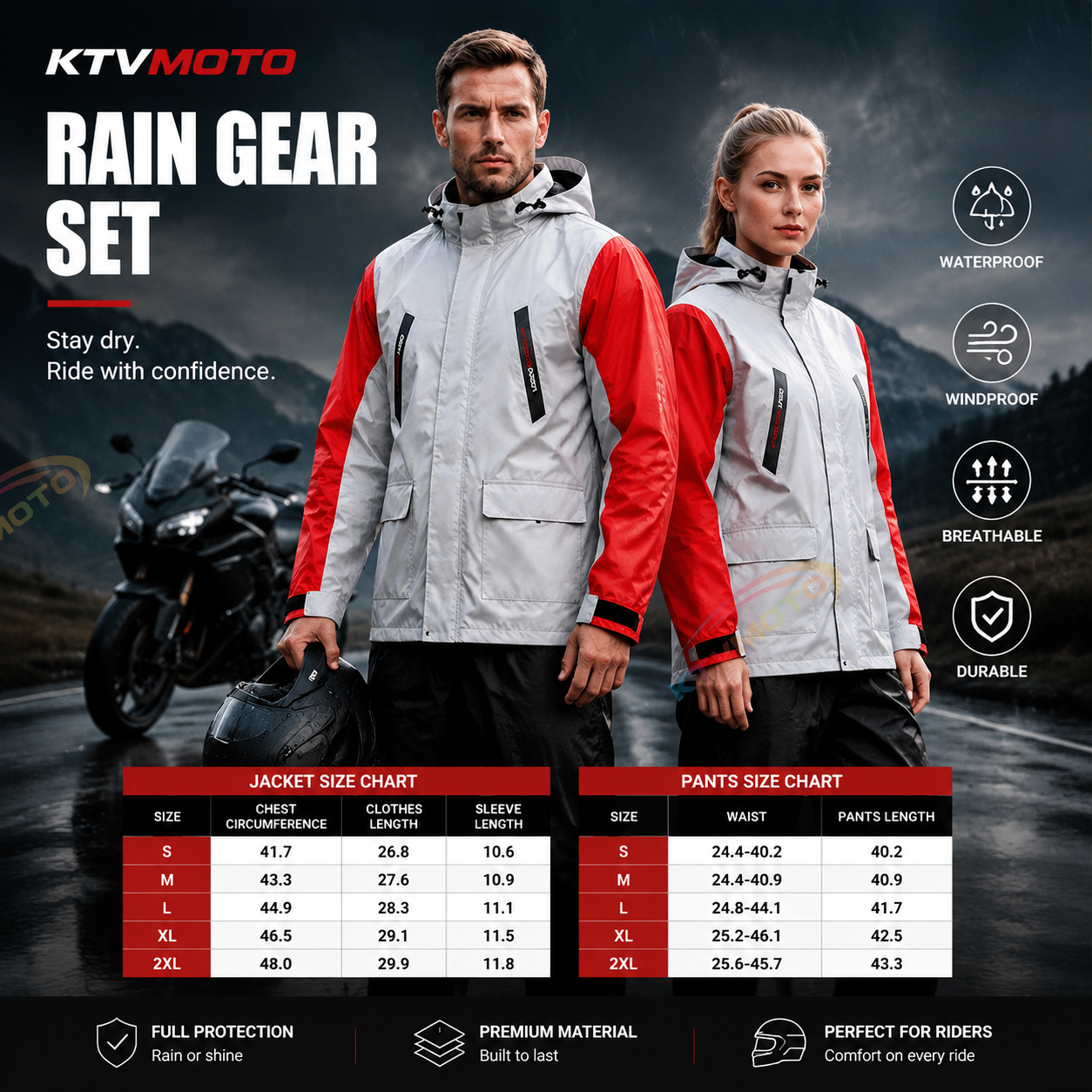 Two-piece motorcycle rain suit（Set）-C16