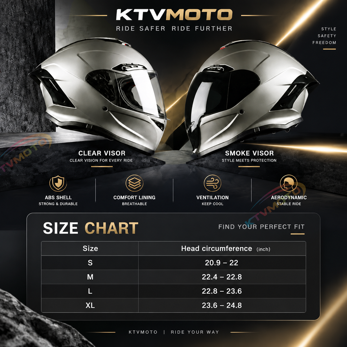 Cool full-face motorcycle helmet, featuring a rear spoiler and an extended visor-I308