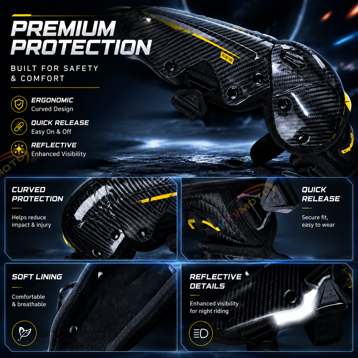 Motorcycle Carbon Fiber Protectors (CE Level 2)-Y42